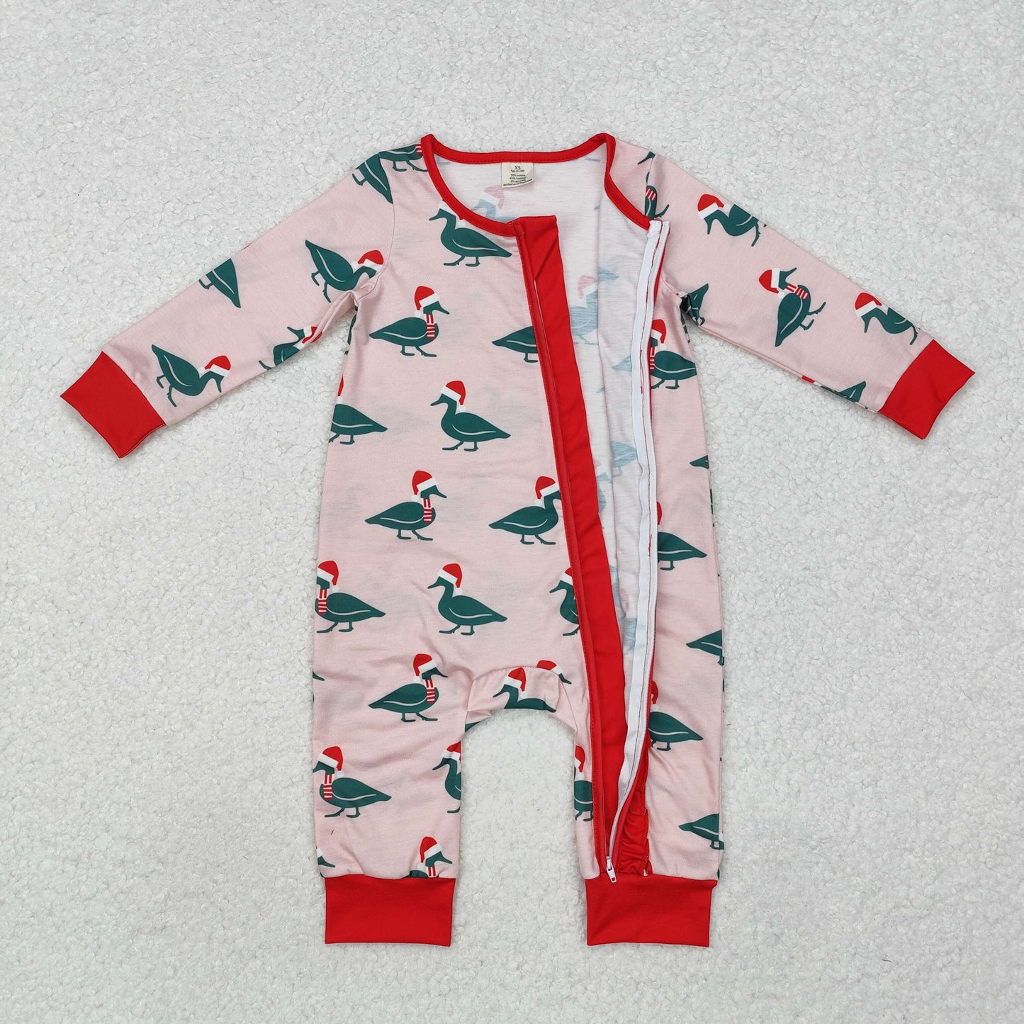 Baby Girls Christmas Mallard Long Sleeve Zip Romper