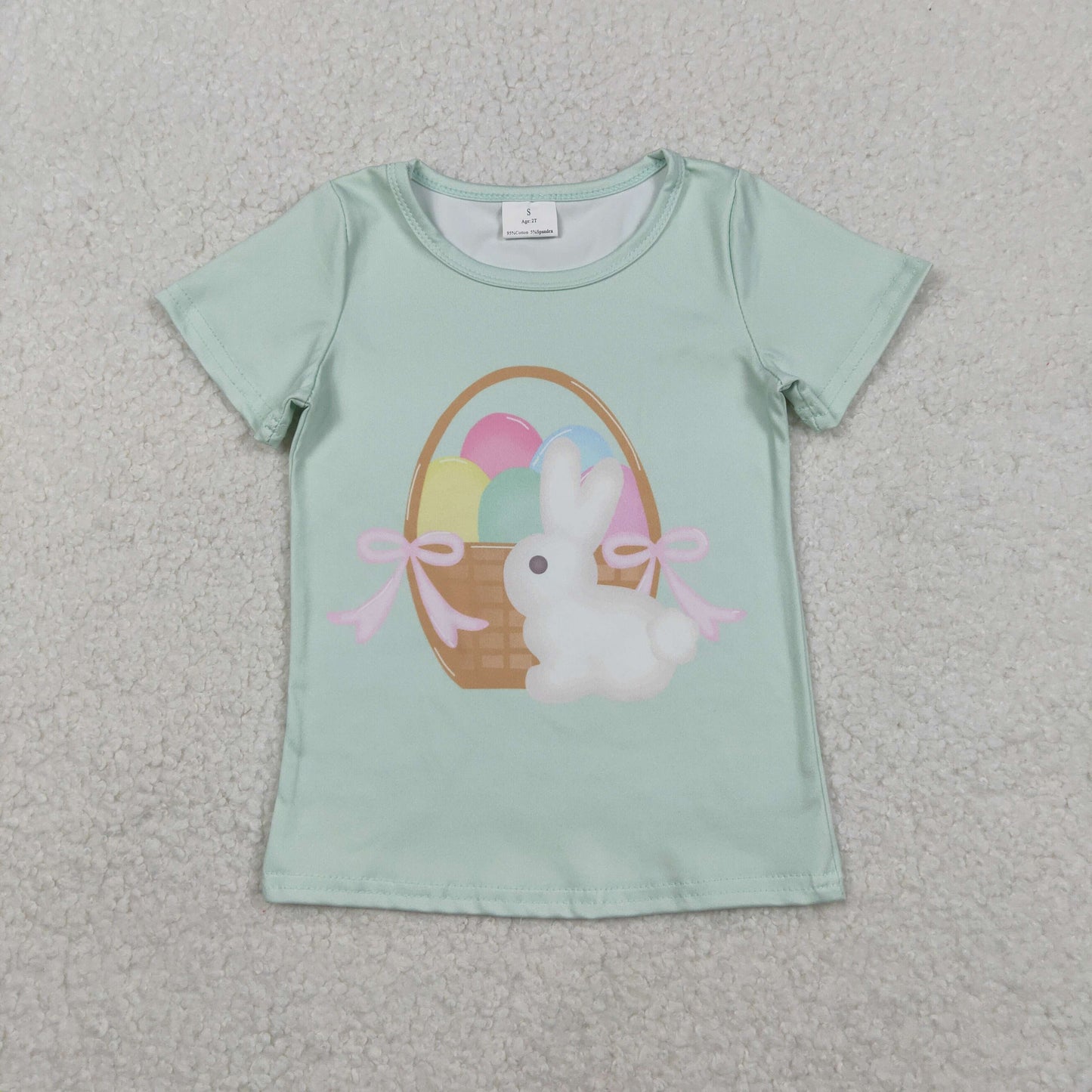 GT1396  Baby Girls Easter Bunny Egg Short Sleeve T-shirt Top