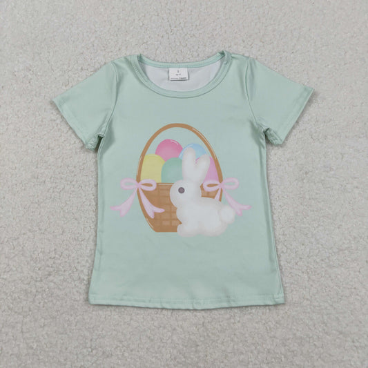 GT1396  Baby Girls Easter Bunny Egg Short Sleeve T-shirt Top