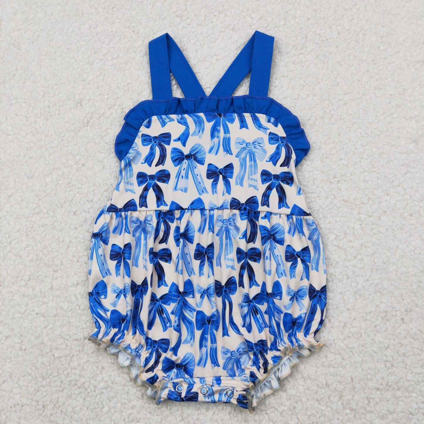 Baby Girls Blue Bow Bubble Romper
