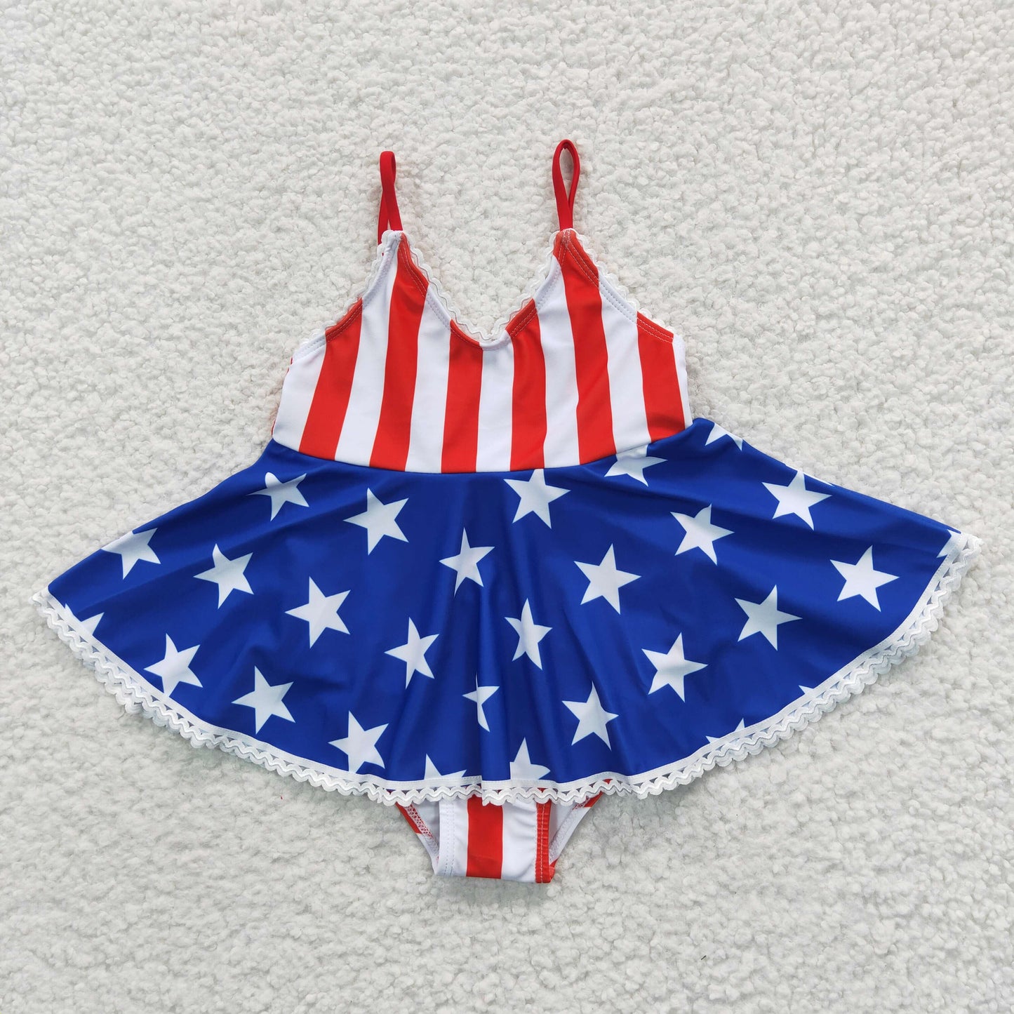 Sibling Baby Kids Blue Stars Red Stripe 4th Of July  Swimming Trunks Swimsuits