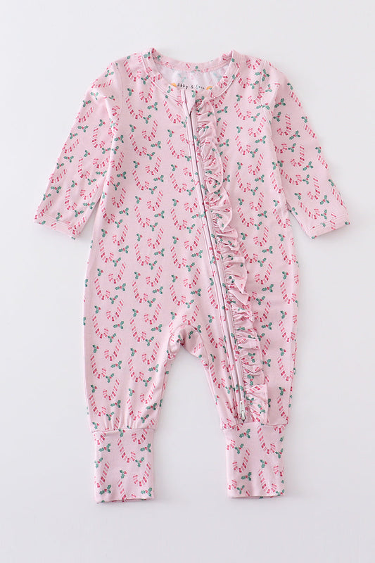 3 MOQ Baby Girls Christmas Holly Candy Cane Romper Pre-order