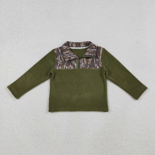 Baby Boys Camouflage Green Long Sleeve Warm Zipper Pullvoer Top