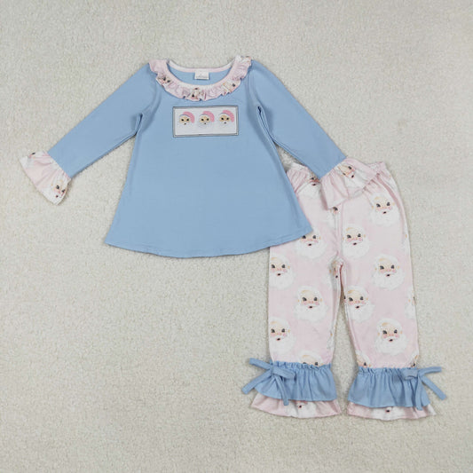 Baby Girls Blue Color Christmas Santa  Set