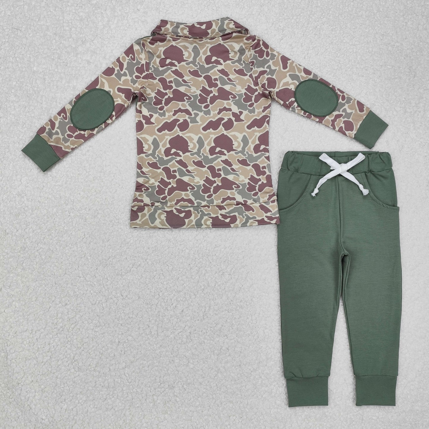 Baby Boys Camo Pullover Top Green Pants Set