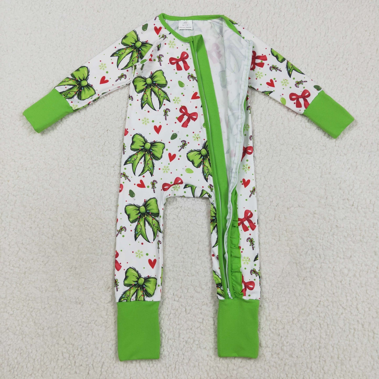 LR2482 Baby Boys Christmas Bow Long Sleeve Romper