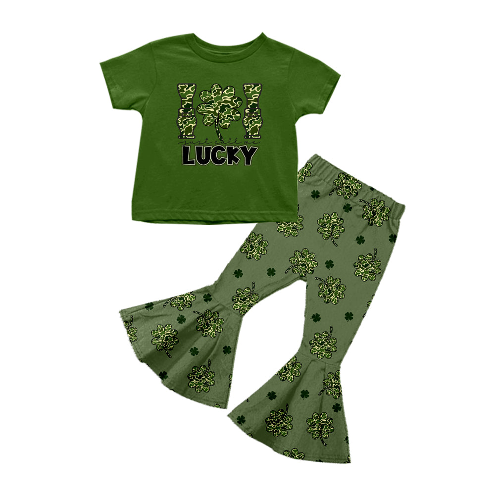 Baby Girls  Camo Lucky Bell Botton Pants Set  5 MOQ Preorder