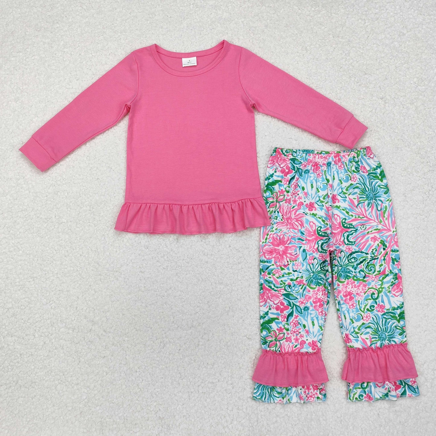 Baby Girls Pink Long Sleeve Top Flower Pants Outfit