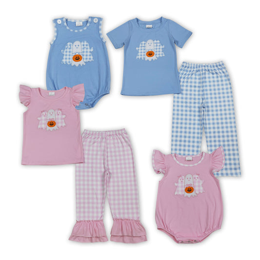 Sibling Baby Girls/Boys Ghost Pumpkin Applique Pants set /Romper For Halloween