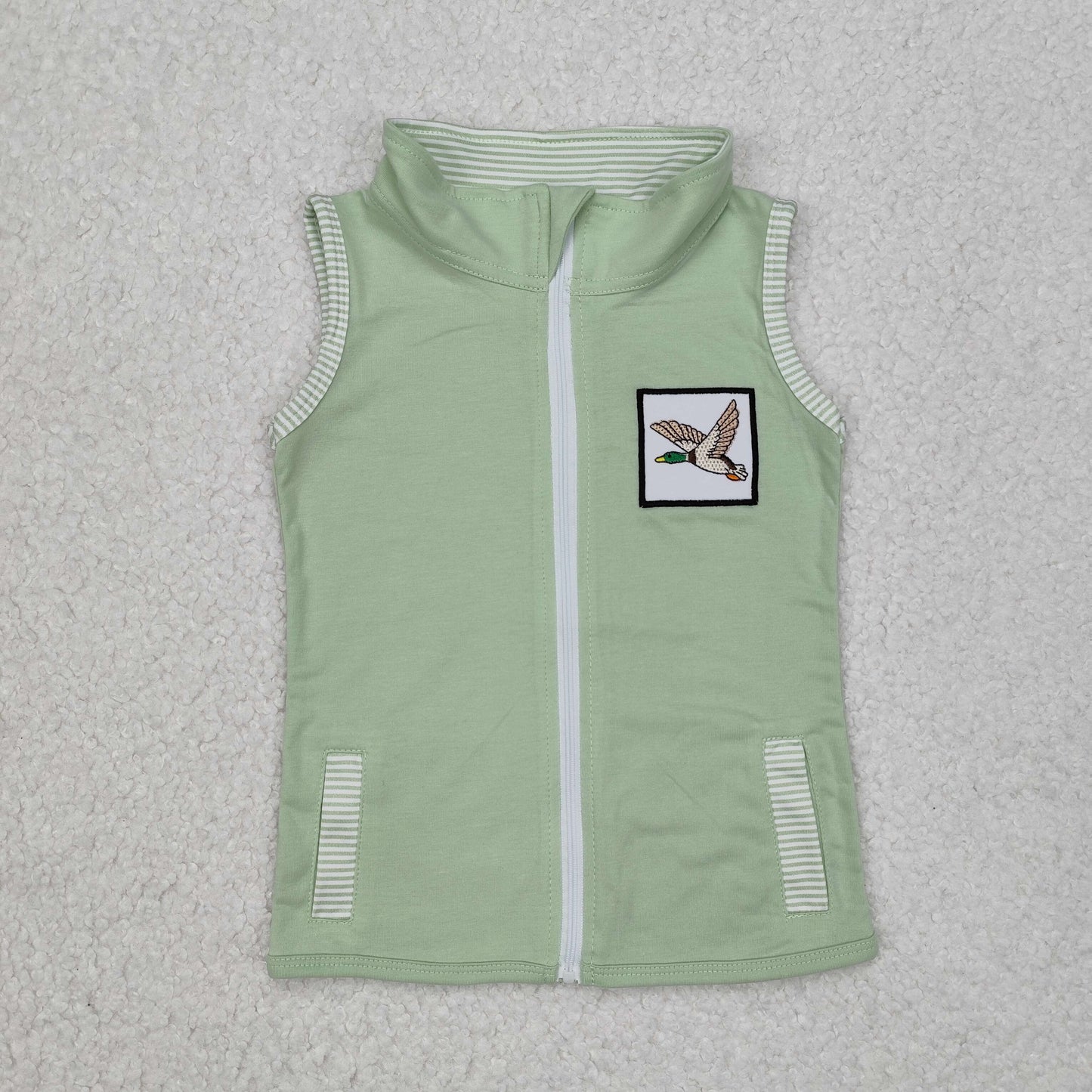 Baby Kids Green Duck Zip Pocket Vest Tops preorder