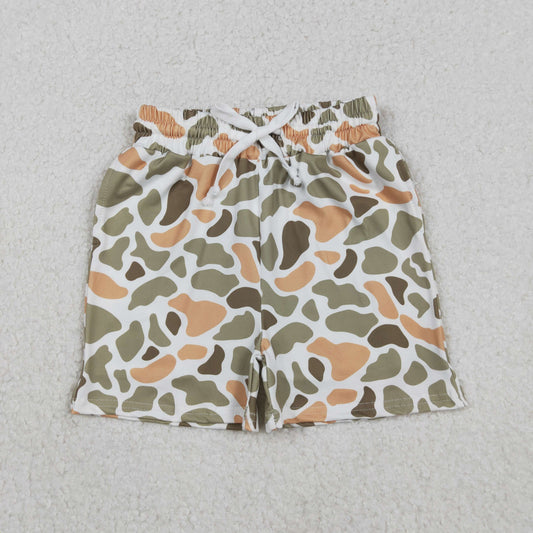 SS0698 Kids Boys Green Camo Shorts With Pocket