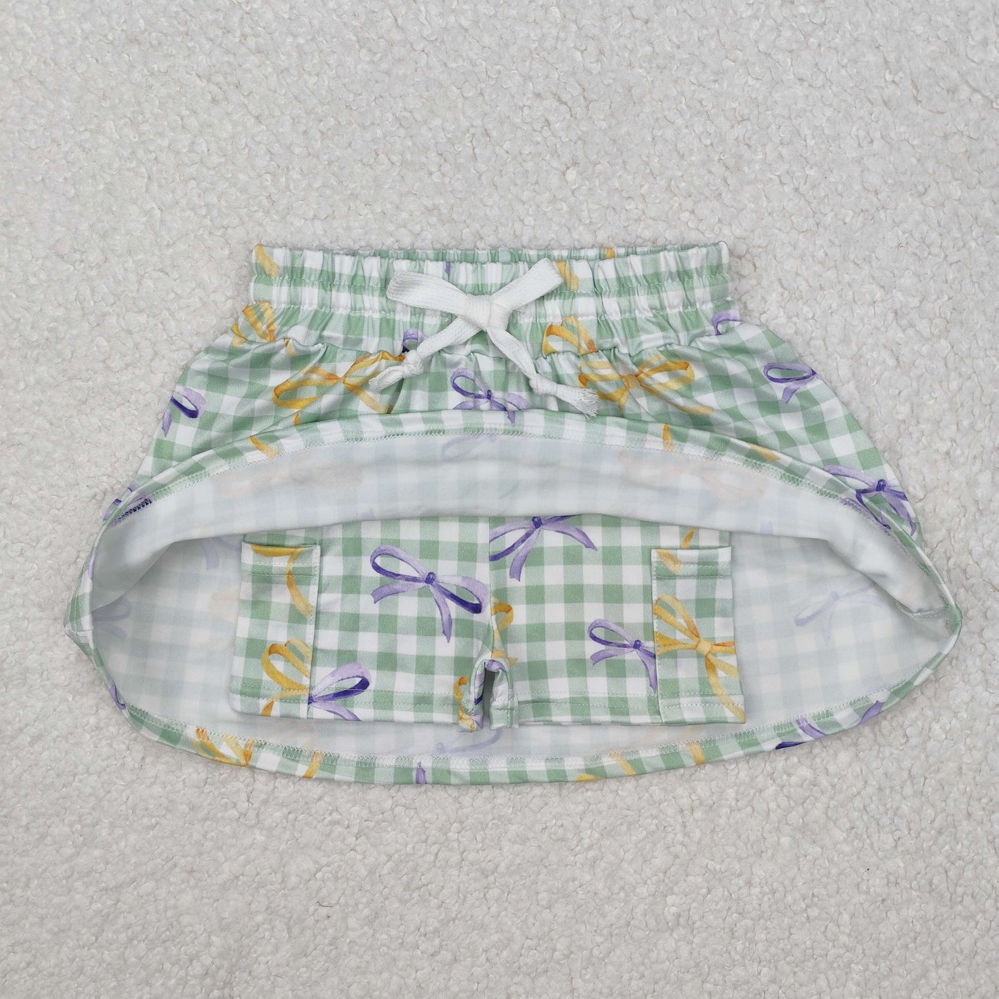 Baby Girls Purple Yellow Bow Green Checker Skirt