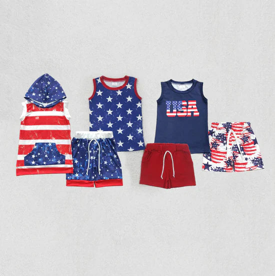 Sibling Baby Boys 4th Of July Shorts Set