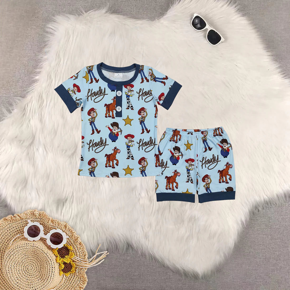 Toddler Baby Boys Summer Cartoon Toy Shorts Pajama Set