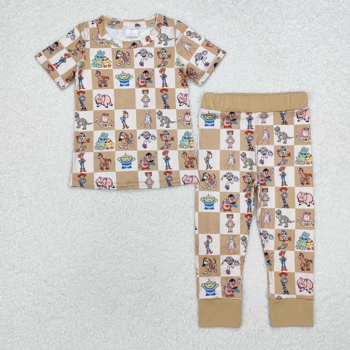 Baby Boys Cartoon Toy Checker Pajama Set