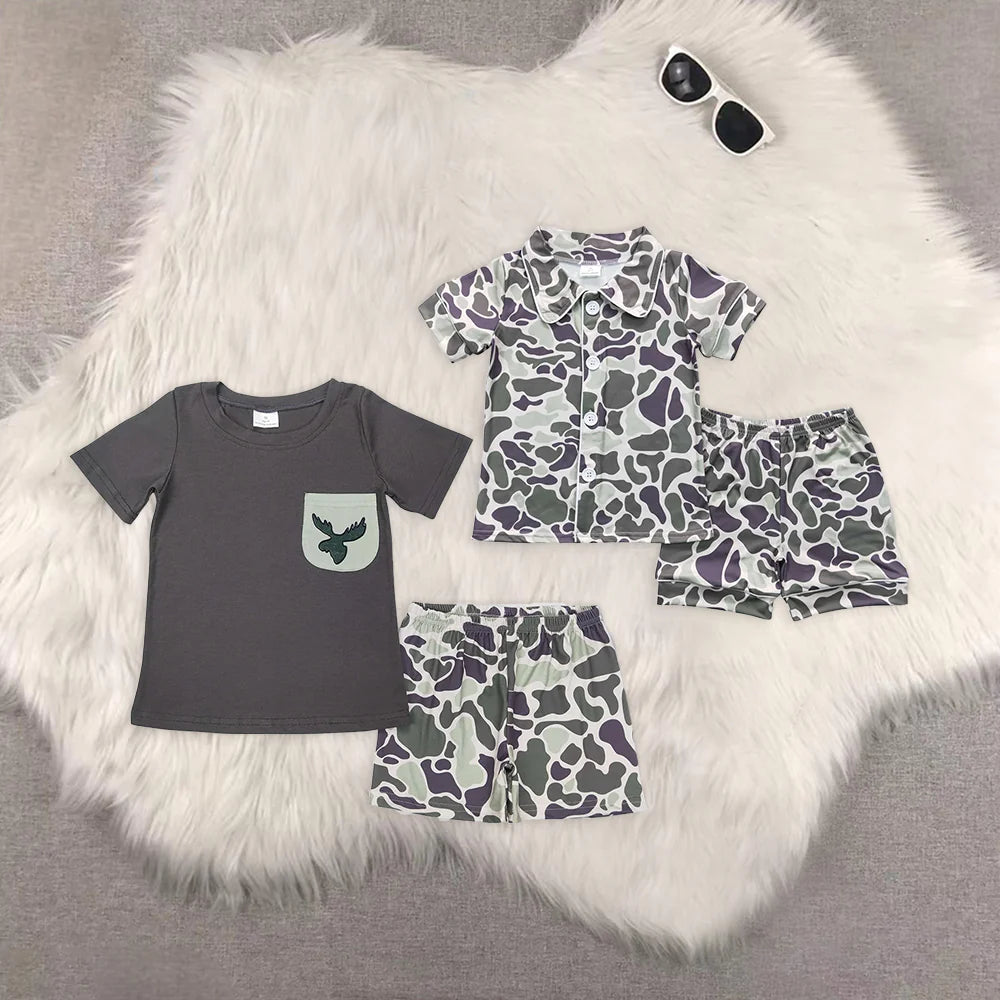 Hunting Season Sibling Baby Boys Deer Camo Shorts Set