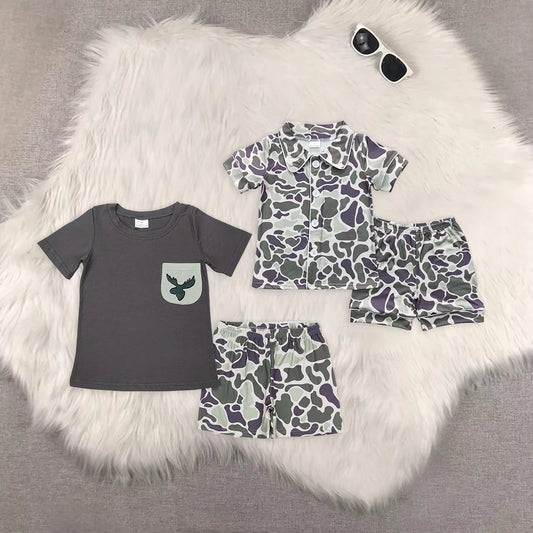 Hunting Season Sibling Baby Boys Deer Camo Shorts Set
