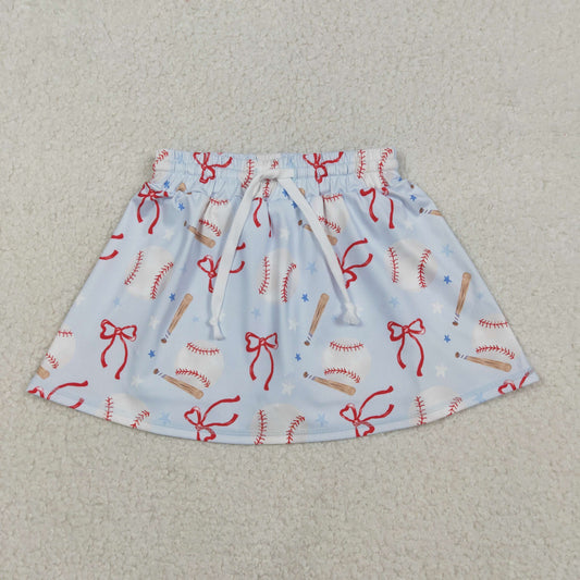 GLK0169 Baby Girls  Baseball Bow Active Skirt
