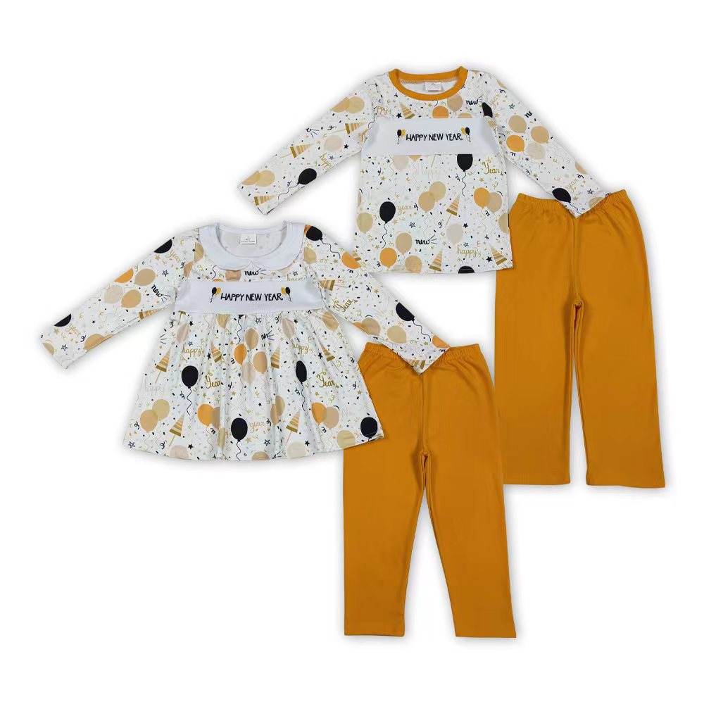 Sibling Baby Happy New Party Pants Set