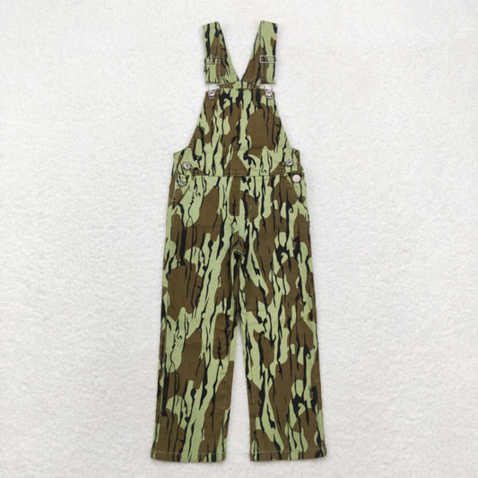 P0534 Kids Green Camo Dnim Overall Pants