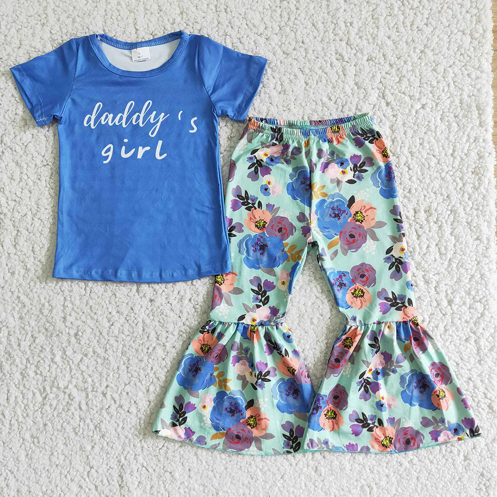 Daddy's girl floral bell bottom pants set