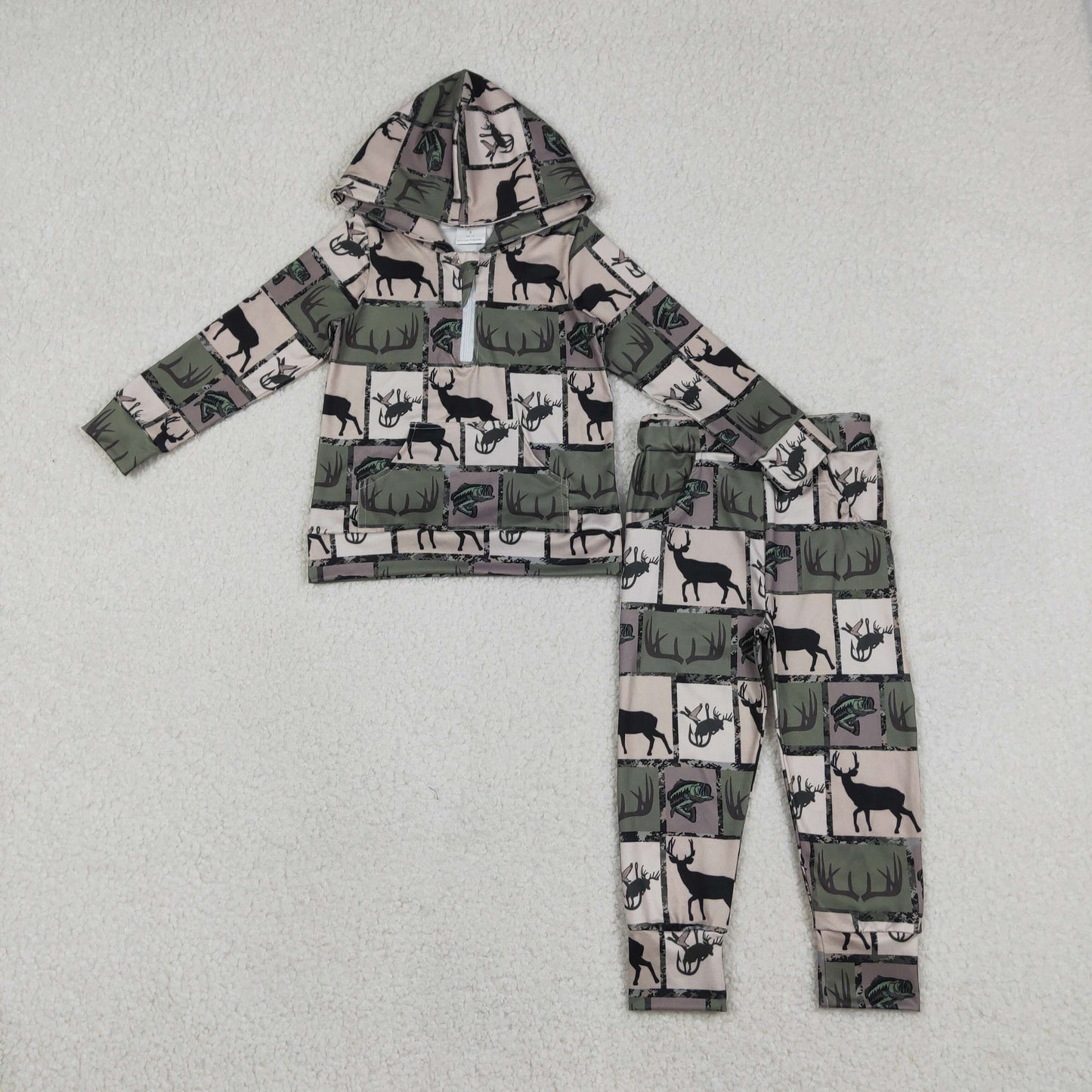BLP1368  Baby Boys Hunting Camo Hoodie Top Jogger Set