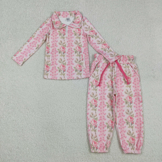 GLP2940 Baby Girls Rose in Pink Pullover Top With Pants Yoga Set