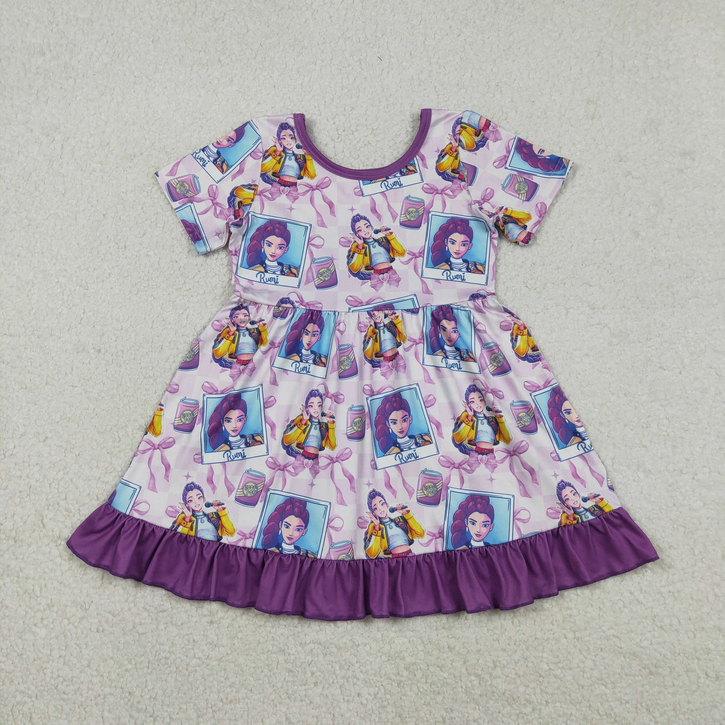GSD3272 Baby girls cartoon Kpop short sleeve dress