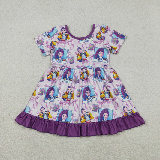 GSD3272 Baby girls cartoon Kpop short sleeve dress