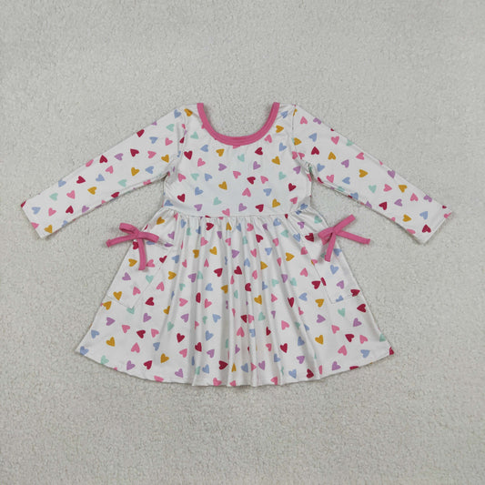 Baby girls colorful heart print long sleeve dress