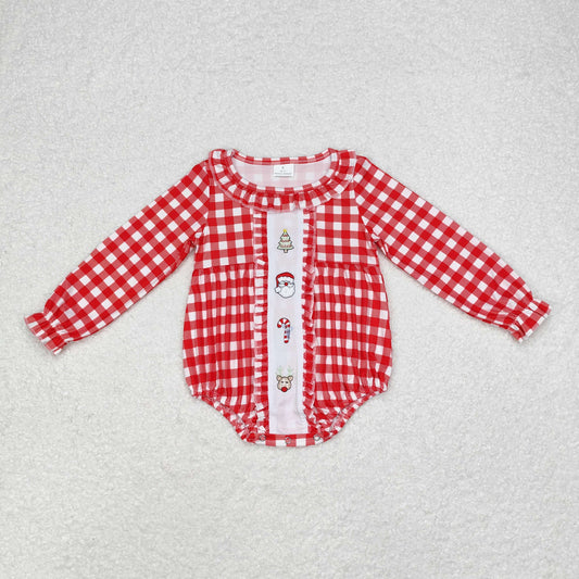 Baby Girls Christmas Santa Red Gingham Romer