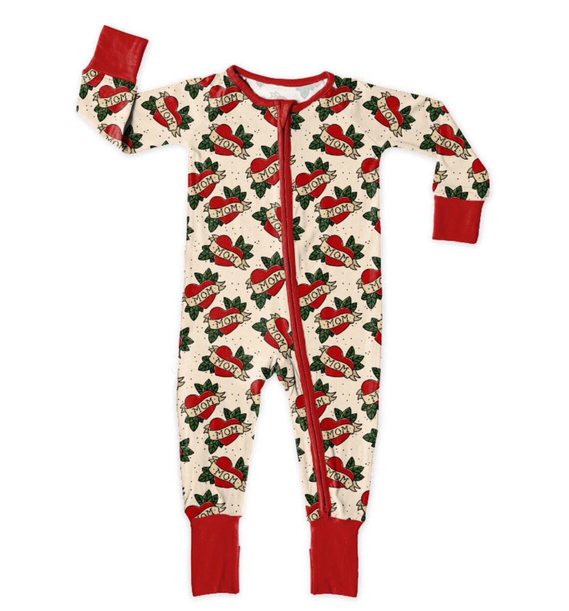 (5MOQ)  Newborn Baby Love Mom Zippy Romper Pre-order