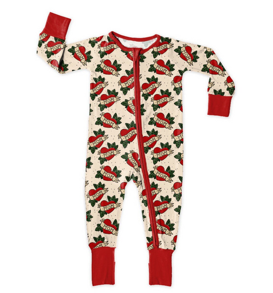 (5MOQ)  Newborn Baby Love Mom Zippy Romper Pre-order