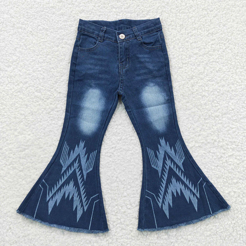 P0126 USA Shop Baby Baby Girls Aztec Denim Bell Pants