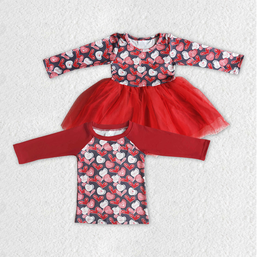 Valentine's Day Matching Long Sleeve Top and Dress