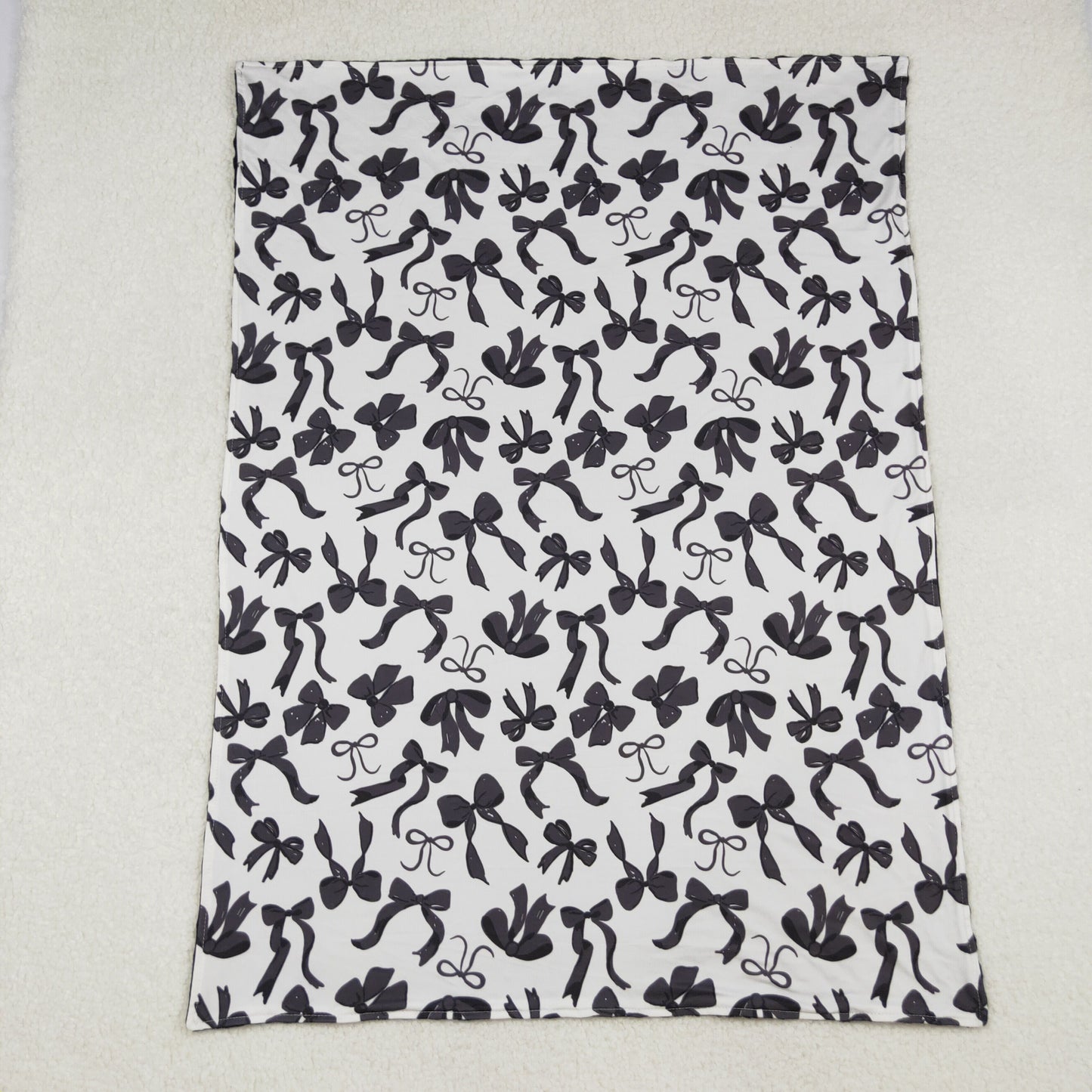 BL0217 Baby Girls  Black Bow Blanket