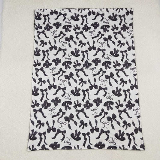 BL0217 Baby Girls  Black Bow Blanket