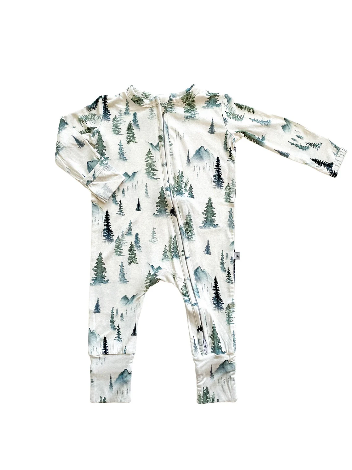 Baby Boys Wstern Color Tree Long Sleeve Zipper Romper 5 MOQ Preorder