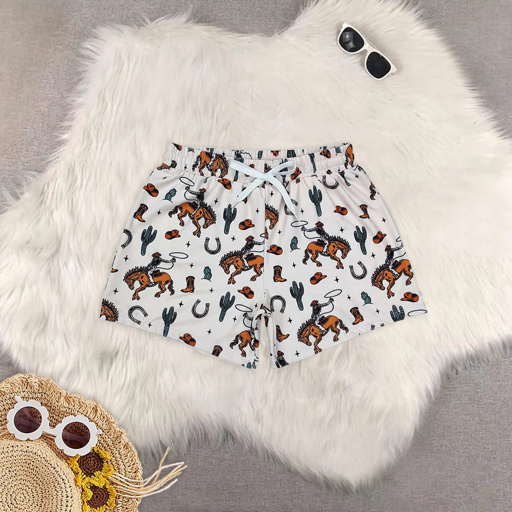 Summer Brother Kids Boys Western Cowboy Swim Trunks