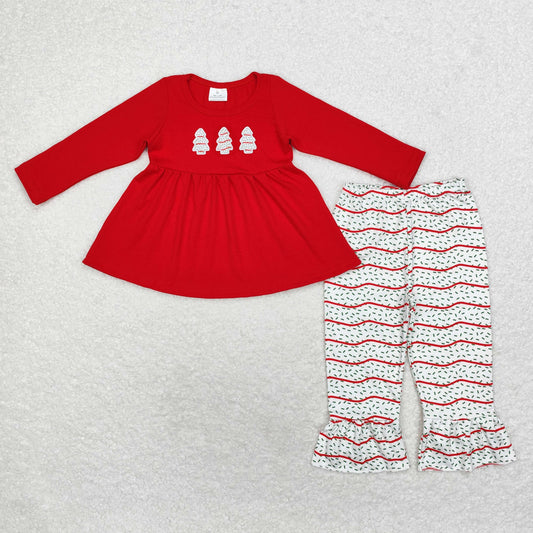 GLP1525 Baby Girls Christmas Tree Cake Embroidery Outfit