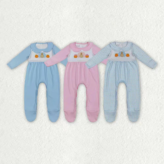 Sibling Baby Thanksgiving Turkey Pumpkin Long Sleeve Romper