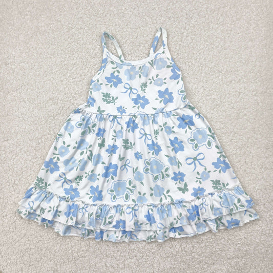Baby Girls Summer Strap Blue Floral Dress