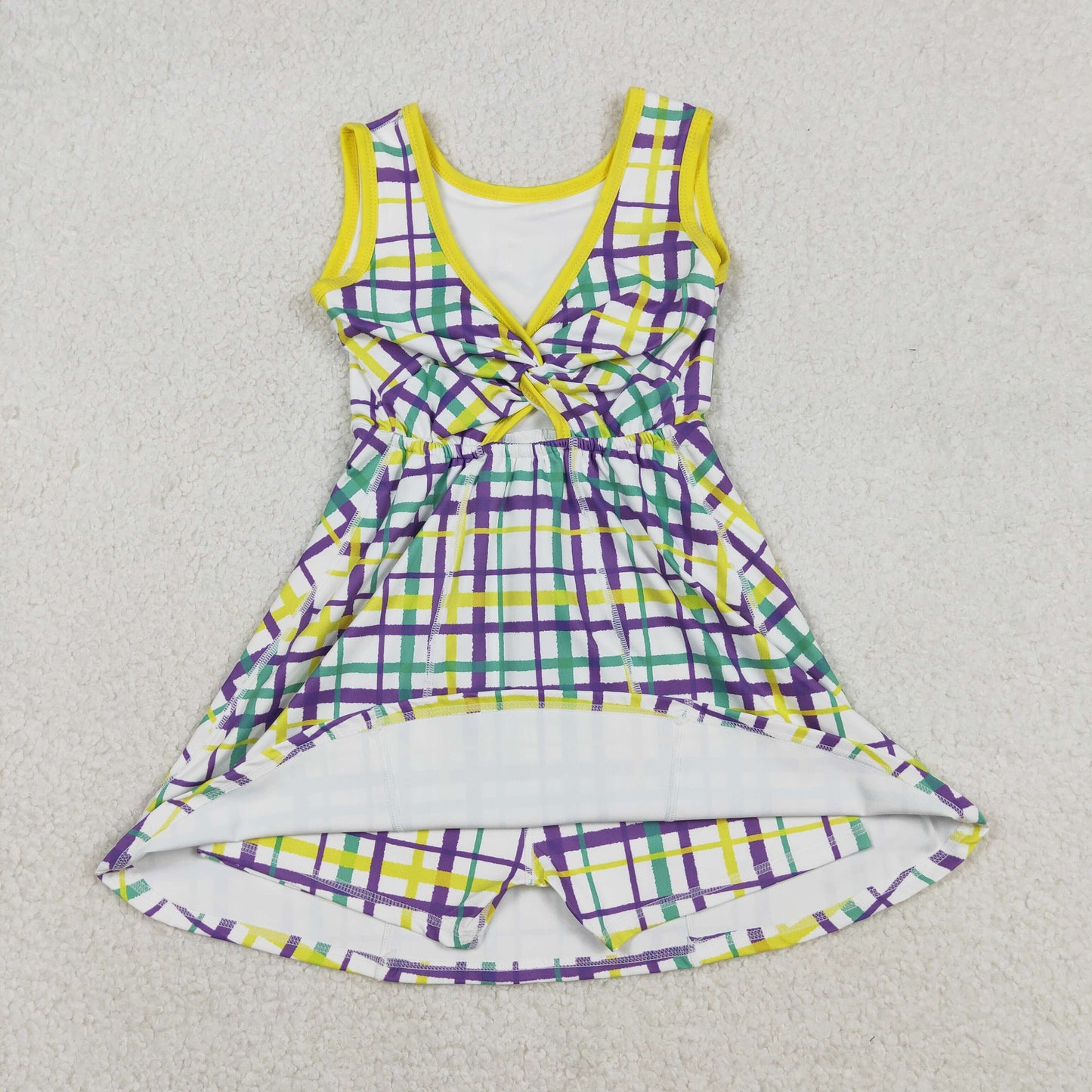GSD2945 Baby Girls Mardi Gars Plaid Sleeveless Active Dress