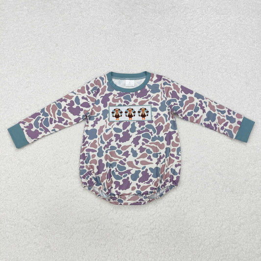 Baby Boys Thanksgiving Camo Turkey Long Sleeve  Romper