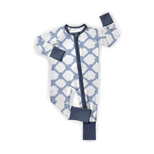 Baby Boys Blue Long Sleeve Zipper Romper 5 MOQ Preorder