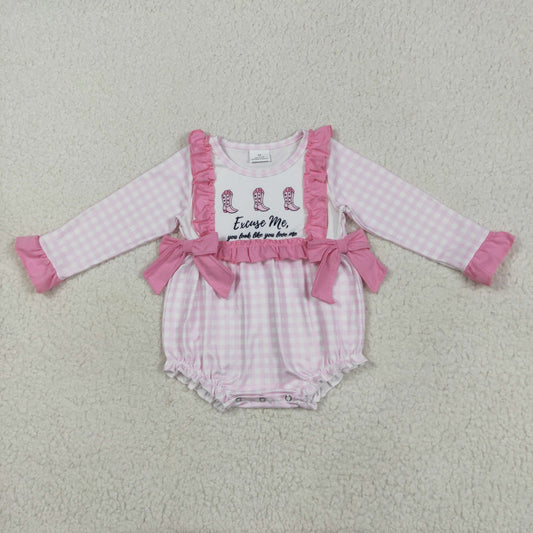 LR2190 Baby Girls Romper Excuse me You Look Lile You Love Me