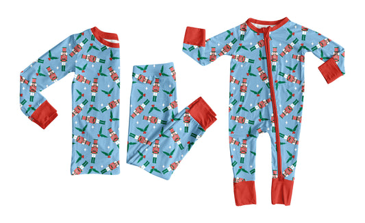 20 MOQ Preorder Kids Boys Sibling Bamboo  Nutcracker Pajama Set and Romper