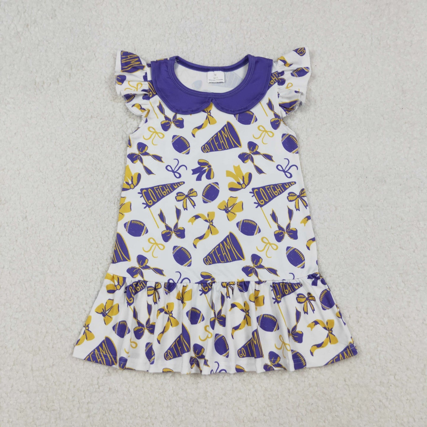 Go Team Kids Girls Purple BowFlutter Sleeve Dress