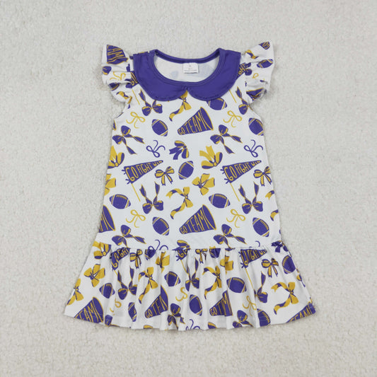Go Team Kids Girls Purple BowFlutter Sleeve Dress