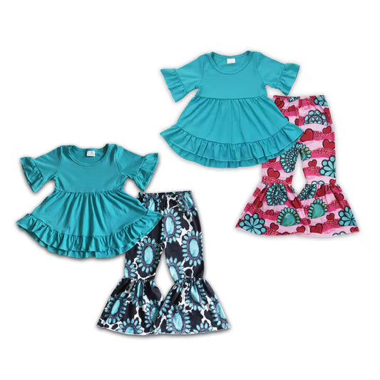 GSPO0237 Kids Girls Western Bell Bottom Pants Outfit On Sale